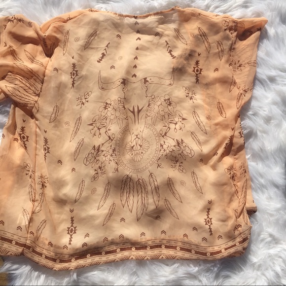 Bohemian sheer kimono with bull on back - Picture 6 of 6